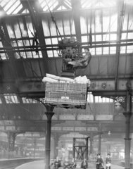 Overhead carrier in a warehouse at Victoria dock  Hull  c 1922.