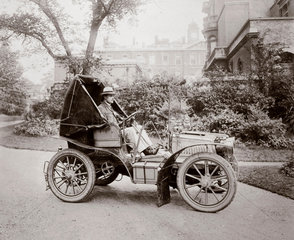C S Rolls at the wheel of his 15 hp Panhard motor car  1903.