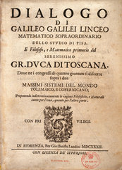 Title page of 'Dialogue' by Galileo  1632.