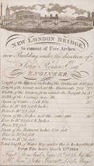 ‘New London Bridge  to consist of Five Arches’  London  1825.