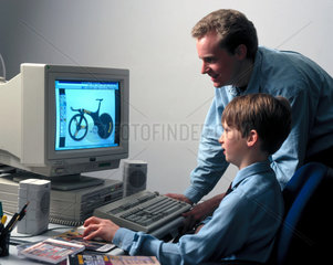 Child learning to use a computer  1997.