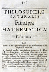 Inside title page to Newton's 'Principia Mathematica'  1687.