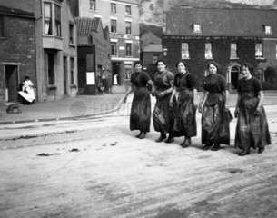 Five female fish-gutters  Whitby  North Yorkshire  c 1910.