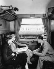 Passengers in a smoking carriage  Great Western Railway  1936.