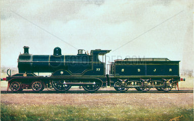 Somerset and Dorset Joint Railway 4-4-0 steam locomotive no 77  1908.
