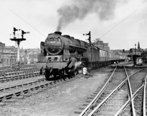 ‘Royal Scot’ steam locomotive  Leeds City Station  mid 1950s.