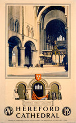 ‘Hereford Cathedral’  GWR/LMS poster  1923-1947.
