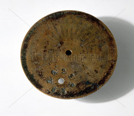 Part of a portable sundial-calendar  Byzantine  c 520 AD.