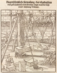 Using equipment and tools for constructing stone walls  1548.