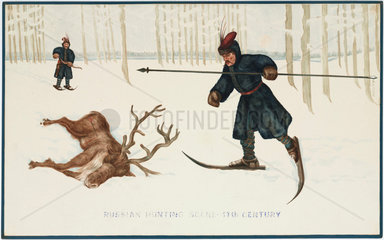 Russian hunting scene  17th century.