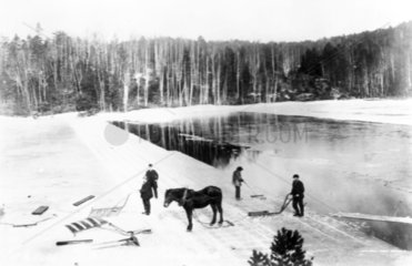Farming natural ice in Norway  c 1900.