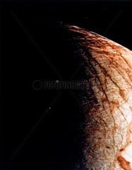 Close up of Europa  one of the moons of Jupiter  1979.