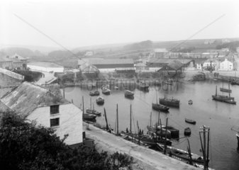 Harbour at the village of Porthleven  Cornwall  1923.