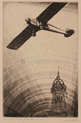 The ‘Spirit of St Louis’  over the Eiffel Tower  Paris  1927.