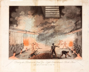 ‘Drawing the retorts at the great gas light establishment  Brick Lane’  1821.