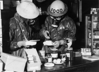 Practicing the decontamination of food  8 May 1941.