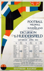 'Football - Millwall v Sunderland’  SR poster  1937.