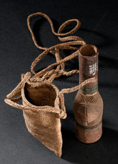 Medicine bottle and string bag  Kenyan  1880-1920.