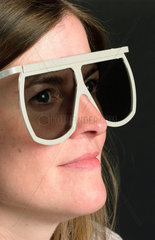 Woman wearing Imax 3D glasses  2003.