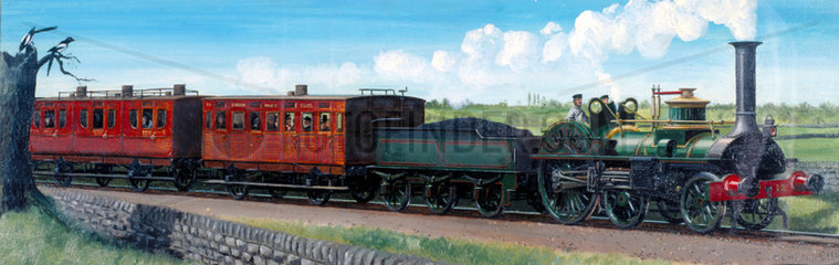 Steam locomotive on the Maryport and Carlisle Railway in Cumbria  1855.
