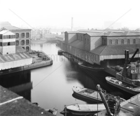 Warehouses at Poplar Dock  London  c 1898.