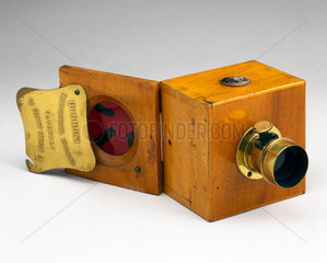 The Dubroni wet-plate camera with back open  1864.
