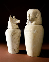 Ancient Egyptian Canopic burial jars  2000 BC-100 AD.