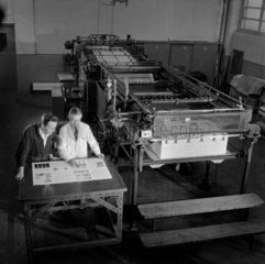 Print factory Inspector with Michle press  Bolton 1957.