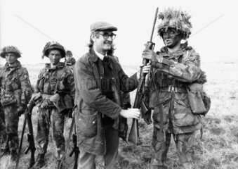 John Nott in Port Stanley  Falkland Islands  26 October 1982.