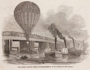 ‘The Nassau Balloon Passing Battersea Bridge’  London  1844-1852.