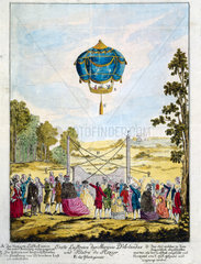Ascent of the first successful hot-air balloon  21 November 1783.