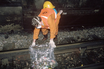 Fluffer cleaning the track  London  1996.