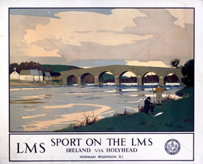 ‘Sport on the LMS - Ireland via Holyhead’  LMS poster  c 1930s.