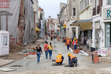 Bukarest  Rumaenien  Sanierungsarbeiten in der Altstadt