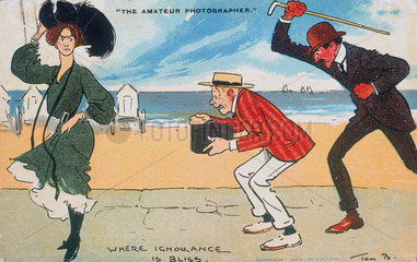 ‘The Amateur Photographer - Where Ignorance is Bliss'  postcard  c 1900.