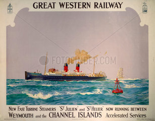‘New Fast Turbine Steamers’  GWR poster  1923-1947.