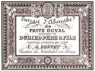 Dubied-Duval absinthe label  c 1900.