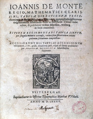 Title page from ‘Tabulae’ by Regiomontanus  1584.