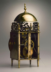 Lantern clock with verge escapement.