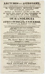 Lectures on Astronomy at Mr Noke’s Room in York  April 1822.