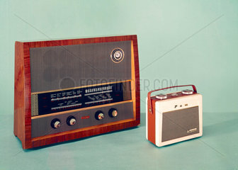 Murphy 242 FM/AM broadcast receiver  1955  and Pam transistor radio  1956.