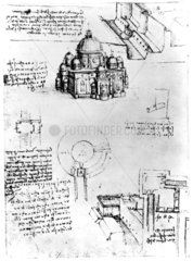 Da Vinci designs for a fortress and a church  late 15th century.