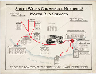 ‘South Wales Commercial Motors Ld Motor Bus Services’  c 1925.