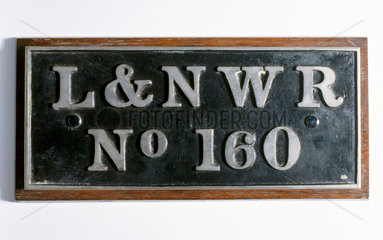London & North Western Railway (LNWR) tender plate  1846-1923.