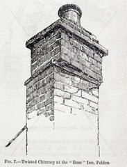 Twisted chimney of Rose Inn  Peldon  after the East Anglian earthquake  1884.