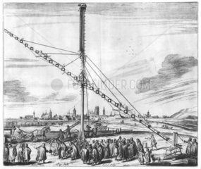 Long aerial telescope on a stand ready for use  1673.
