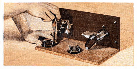 ‘How to build a two valve set’  No 12  Godfrey Philips cigarette card  1925.