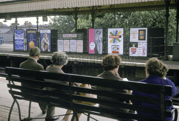 Passengers awaiting train  Balham station  London  1965.