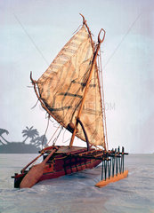 Fijian outrigger canoe.