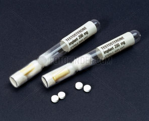 Prototype male pills and testosterone implants  1998-1999.